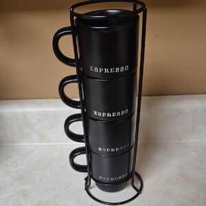 Market Finds Black Espresso Mug Set with Stand